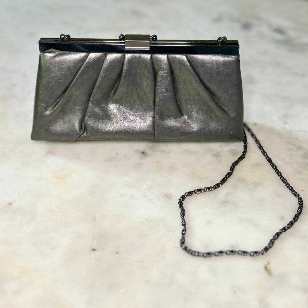 GUNNE SAX  Jessica McClintock Grey Lamay Evening Bag Clutch Shoulder Purse | Vtg